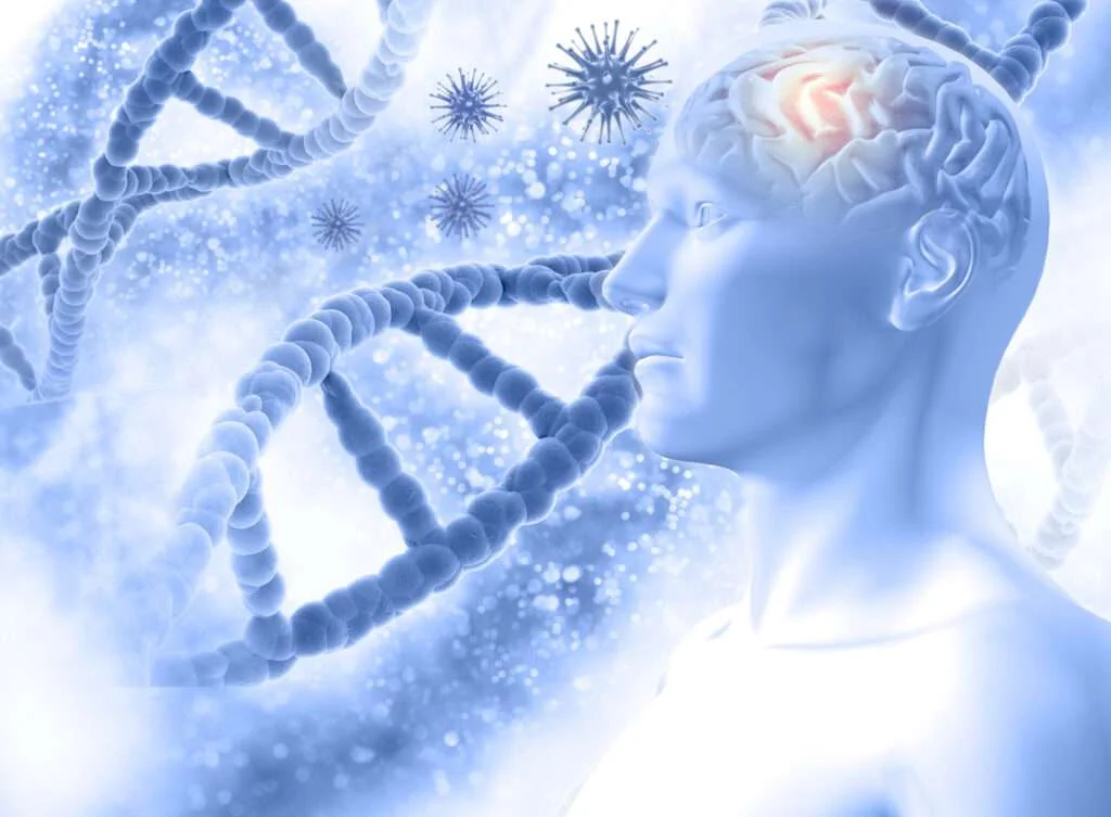 3d medical background with male figure with brain virus cells 1 merabharattimes